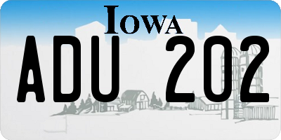 IA license plate ADU202