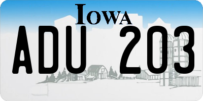 IA license plate ADU203