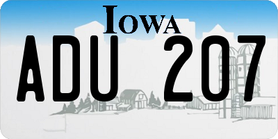 IA license plate ADU207