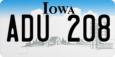 IA license plate ADU208