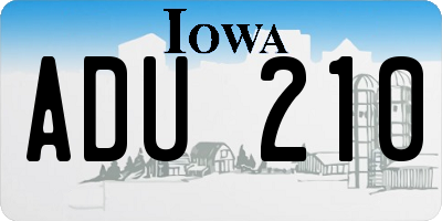 IA license plate ADU210