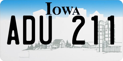IA license plate ADU211