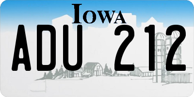 IA license plate ADU212