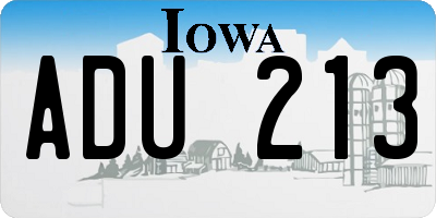 IA license plate ADU213