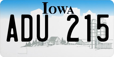 IA license plate ADU215