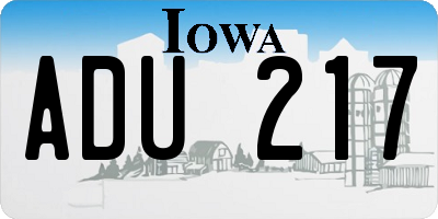 IA license plate ADU217