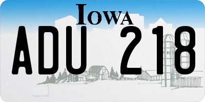 IA license plate ADU218