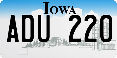 IA license plate ADU220