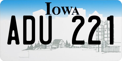 IA license plate ADU221