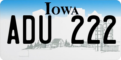 IA license plate ADU222