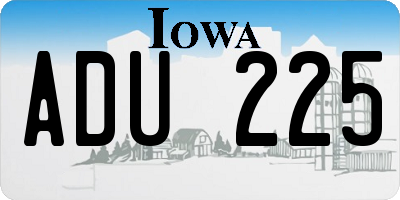 IA license plate ADU225