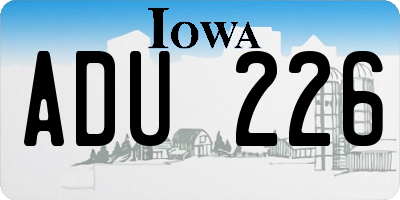 IA license plate ADU226