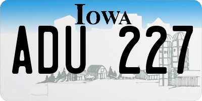 IA license plate ADU227
