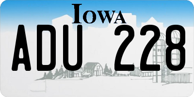IA license plate ADU228