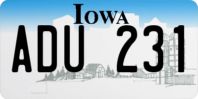 IA license plate ADU231