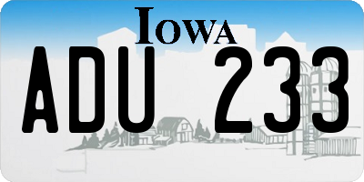 IA license plate ADU233