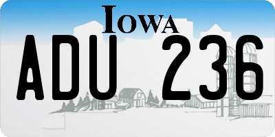 IA license plate ADU236
