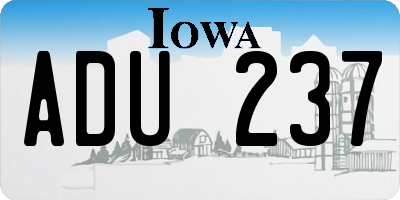 IA license plate ADU237