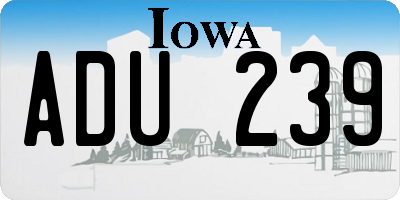 IA license plate ADU239