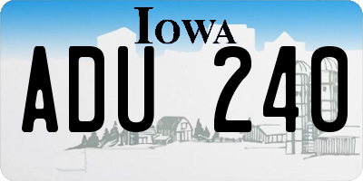 IA license plate ADU240