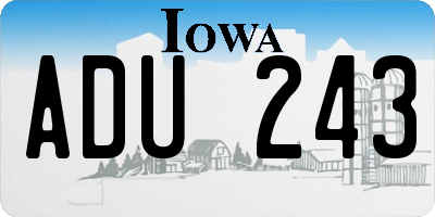 IA license plate ADU243