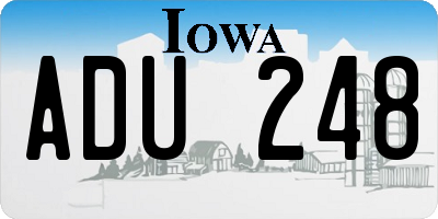 IA license plate ADU248