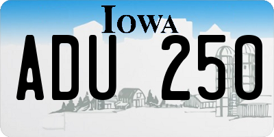 IA license plate ADU250
