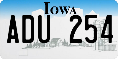 IA license plate ADU254