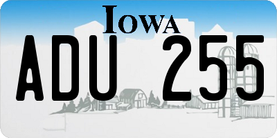 IA license plate ADU255