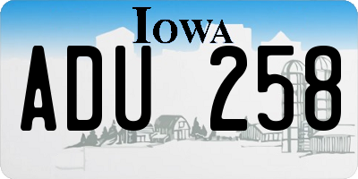 IA license plate ADU258