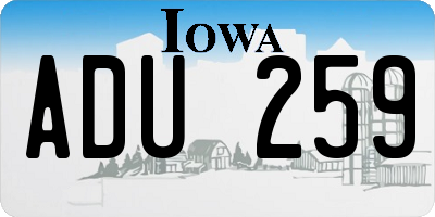 IA license plate ADU259