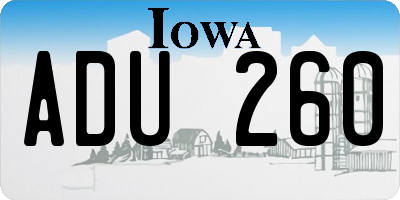 IA license plate ADU260