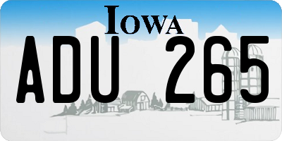 IA license plate ADU265