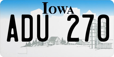 IA license plate ADU270