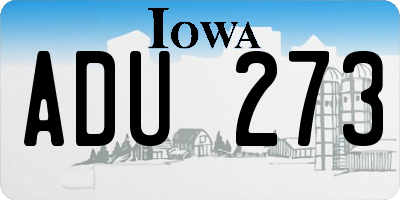 IA license plate ADU273