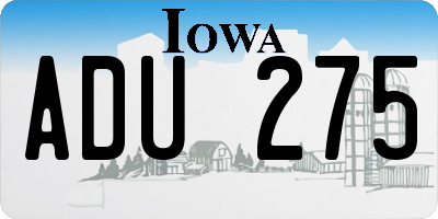 IA license plate ADU275