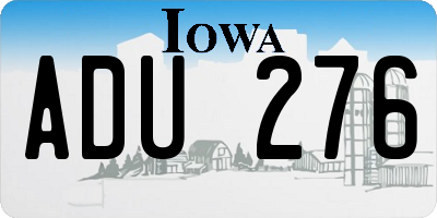 IA license plate ADU276