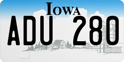 IA license plate ADU280
