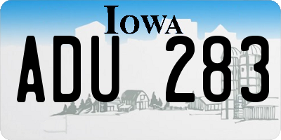 IA license plate ADU283