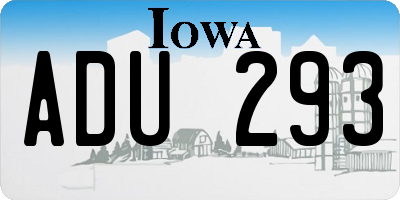 IA license plate ADU293