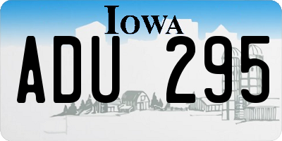 IA license plate ADU295