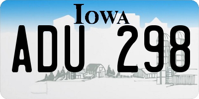 IA license plate ADU298