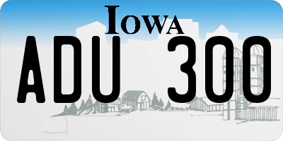 IA license plate ADU300