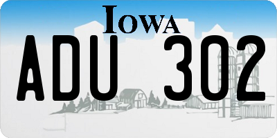 IA license plate ADU302