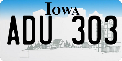 IA license plate ADU303