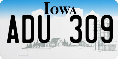 IA license plate ADU309