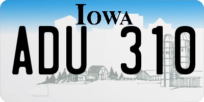 IA license plate ADU310
