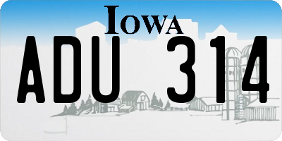 IA license plate ADU314