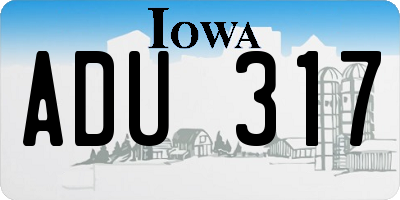IA license plate ADU317
