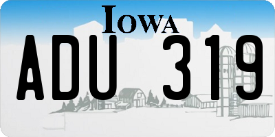IA license plate ADU319